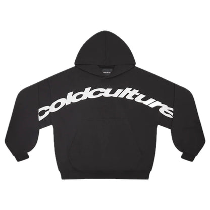 Poleron Cold Culture Curved Front Hoodie Black