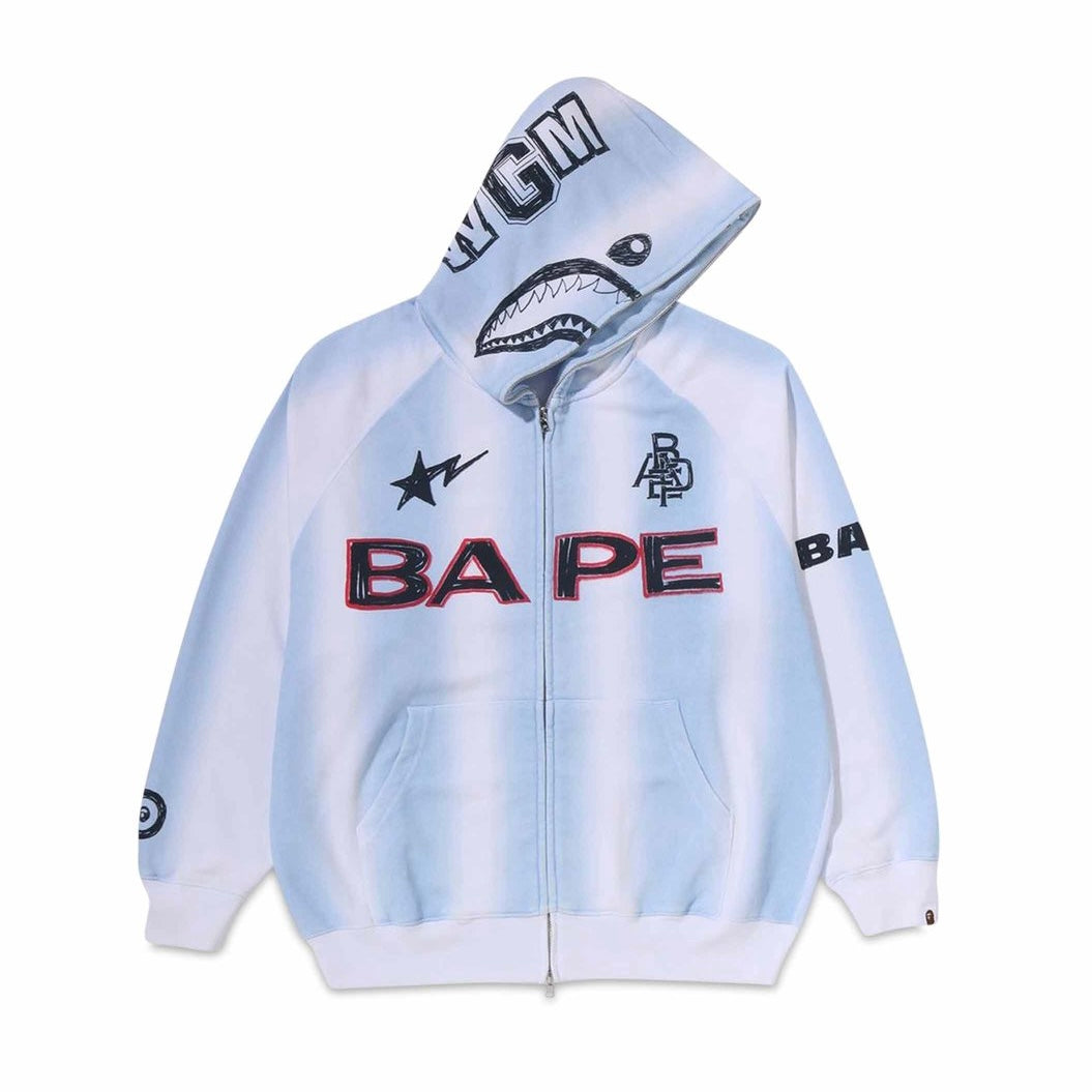 Poleron BAPE Hand Draw Football Shark Relaxed Full Zip White
