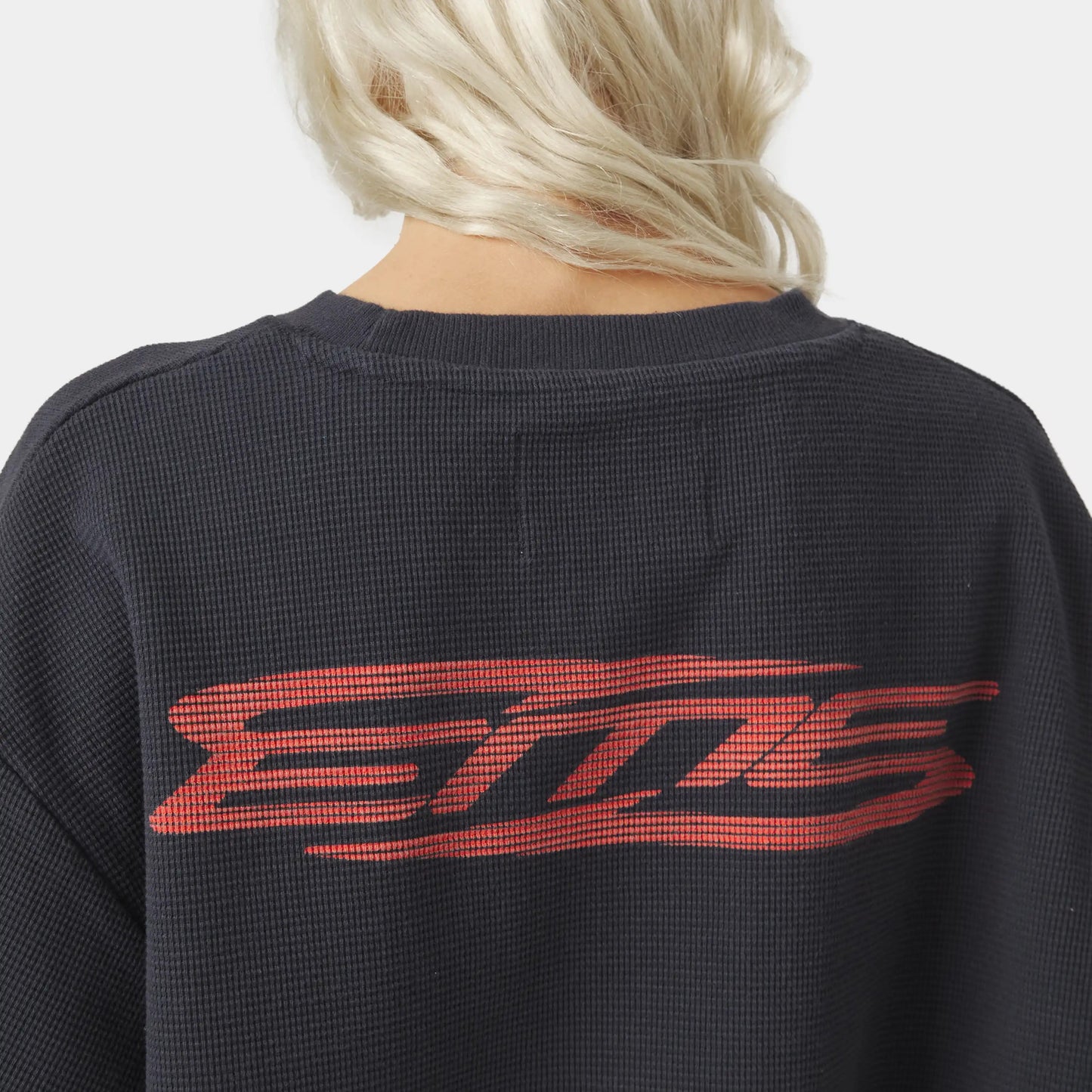 Poleron Eme Studios Waffle Navy Crewneck