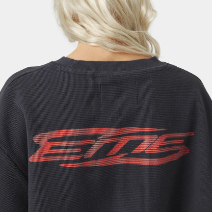 Poleron Eme Studios Waffle Navy Crewneck