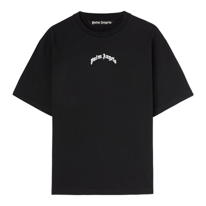 Polera Palm Angels Back Curved Logo Over Black/Off White