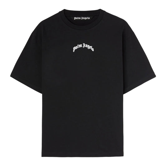 Polera Palm Angels Back Curved Logo Over Black/Off White