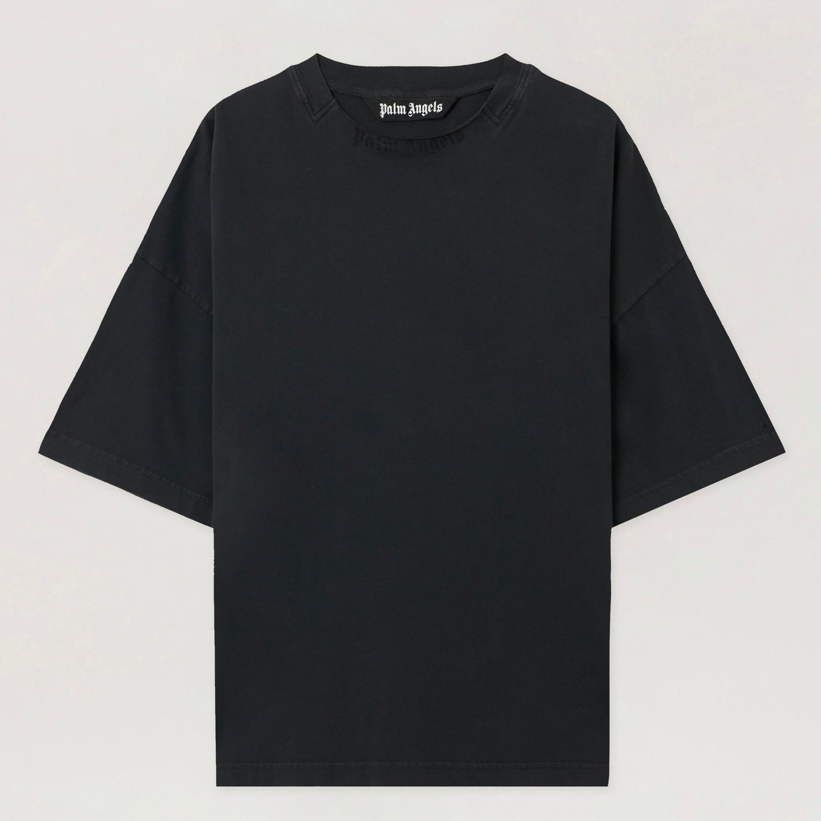 Polera Palm Angels Curved Logo Loose Collar Vintage Black