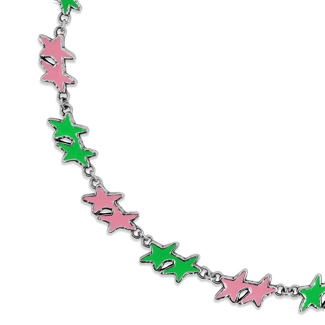 Collar Twojeys Pink/Green Melted Stars Necklace