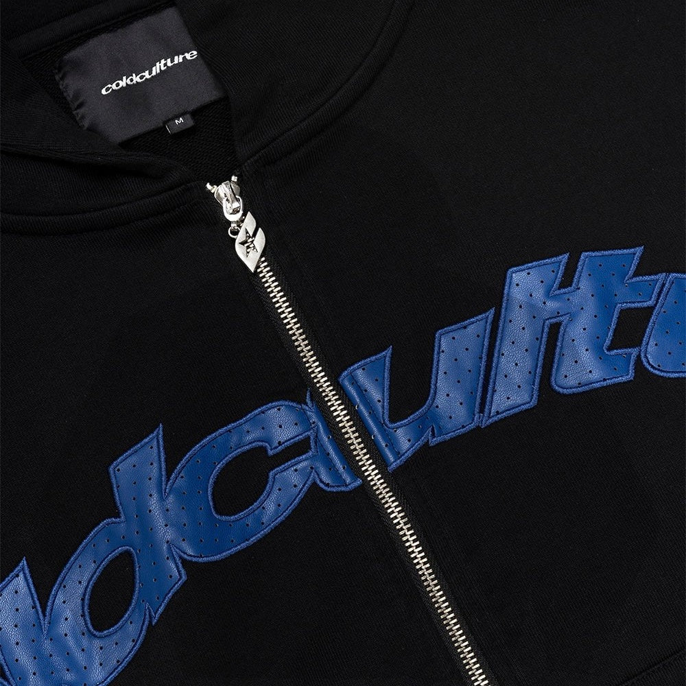 Poleron Cold Culture Star Curved Zip Black