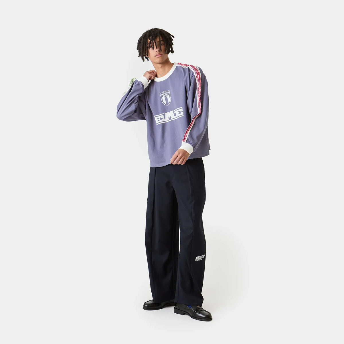 Polera Eme Studios Team Navy Oversized L/S