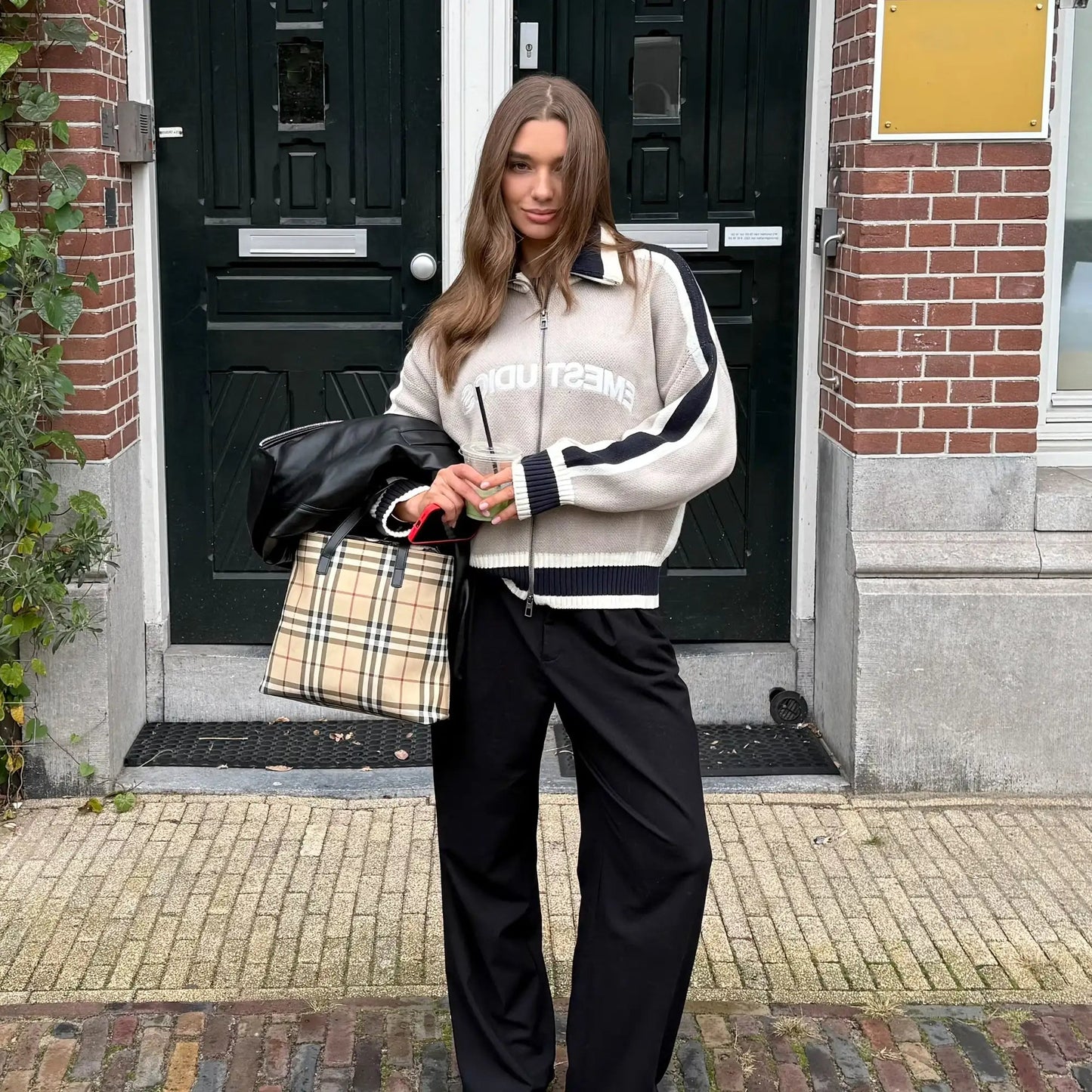 Sweater Eme Studios Echellor Off Sand Zipper Knit