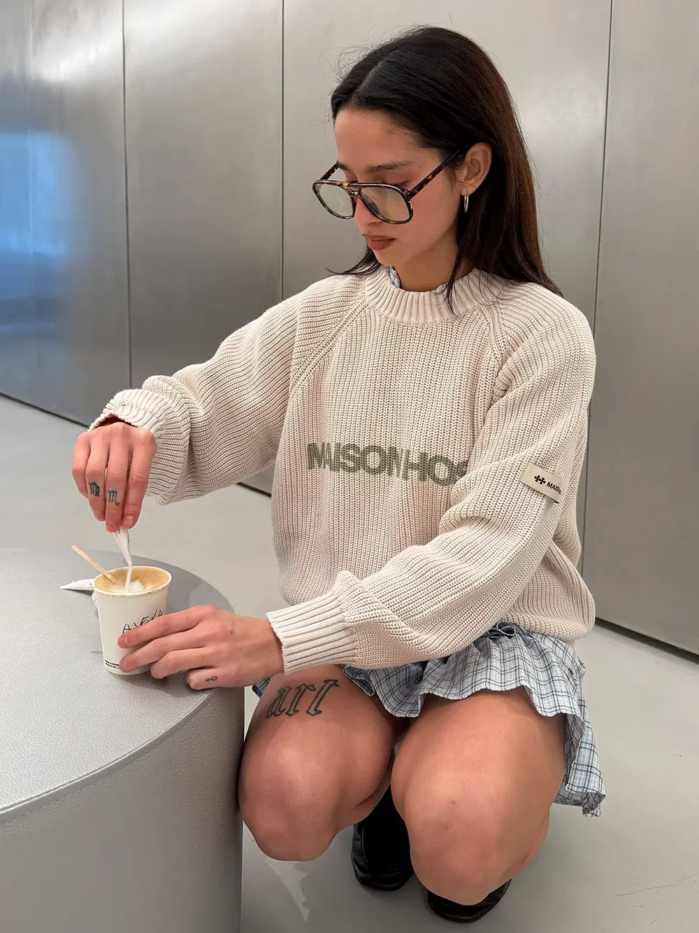 Sweater Maison Host Iconic MH Knit Ecru