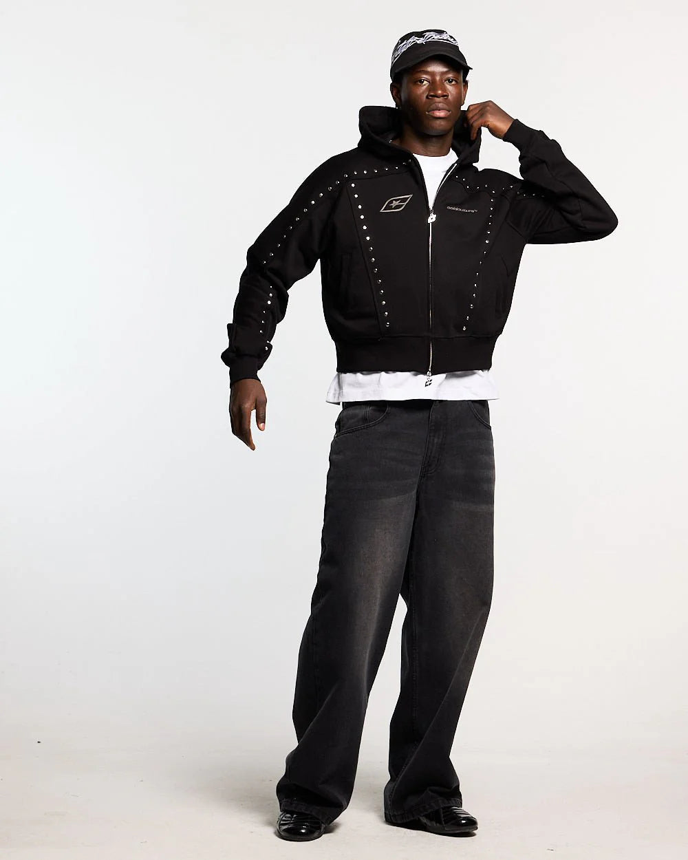 Poleron Cold Culture Stud Zip Hoodie Black