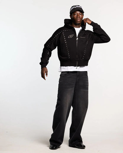 Poleron Cold Culture Stud Zip Hoodie Black