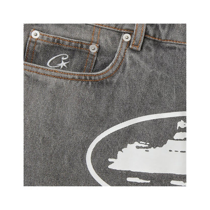 Short Corteiz Alcatraz Baggy Denim Light Grey