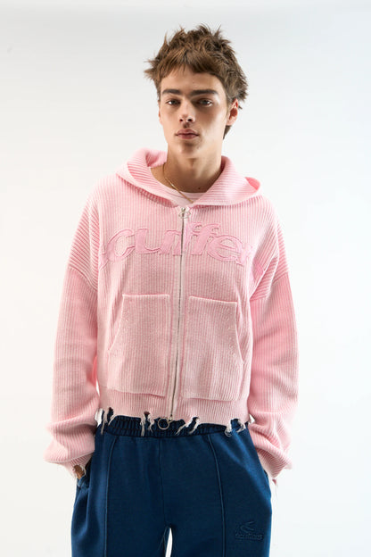 Sweater Scuffers New Light Pink Buzz Knit Zipper