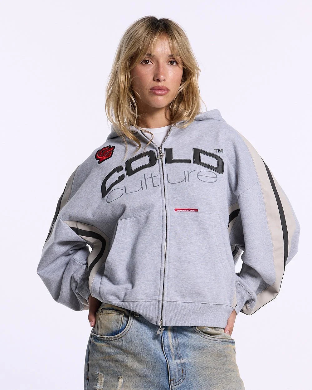 Poleron Cold Culture Biker Zip Heather Grey
