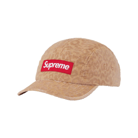 Gorro Supreme Corduroy Leopard Camp Cap Beige