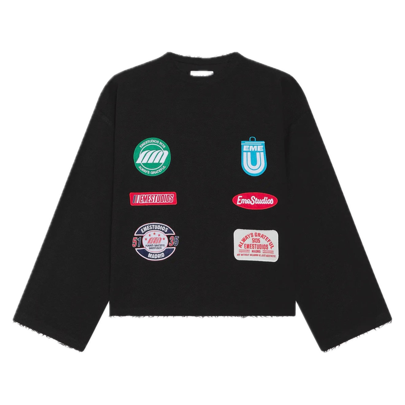 Poleron Eme Studios Patches Black Crewneck