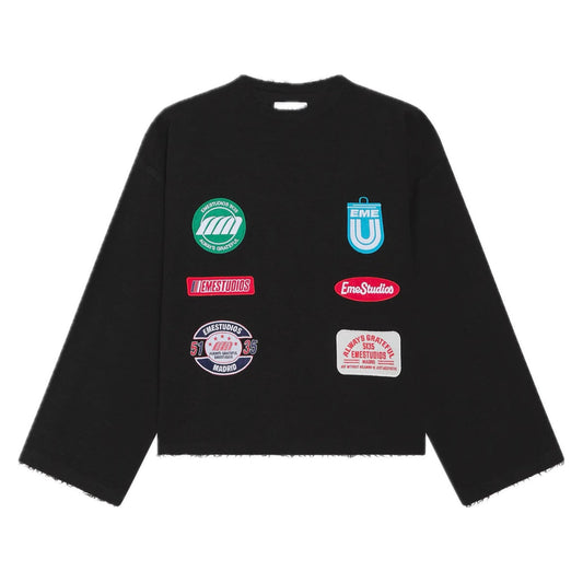 Poleron Eme Studios Patches Black Crewneck