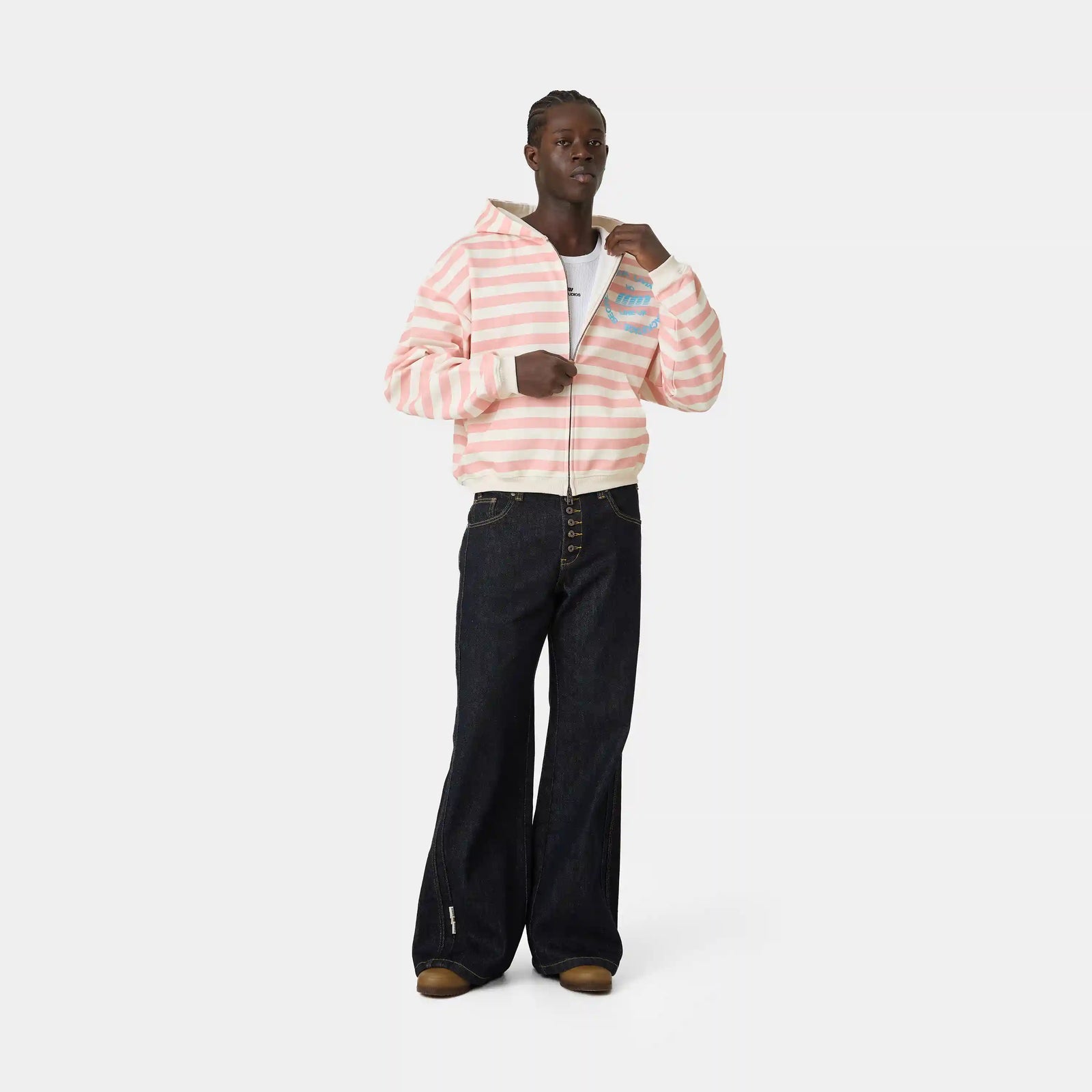Poleron Eme Studios Wander Pink Cropped Boxy Full Zip