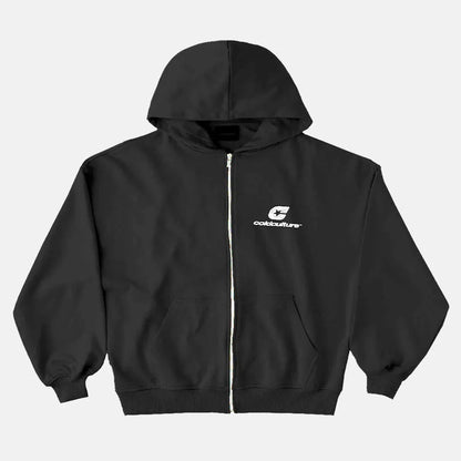 Poleron Cold Culture Curved Zip Hoodie India Ink