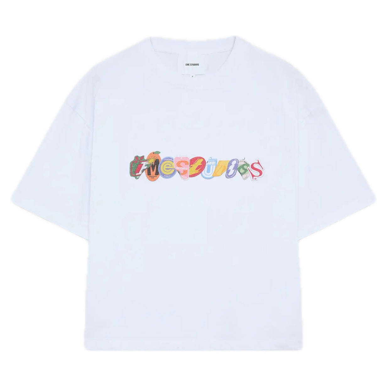Polera Eme Studios Stickers White Tee Oversized