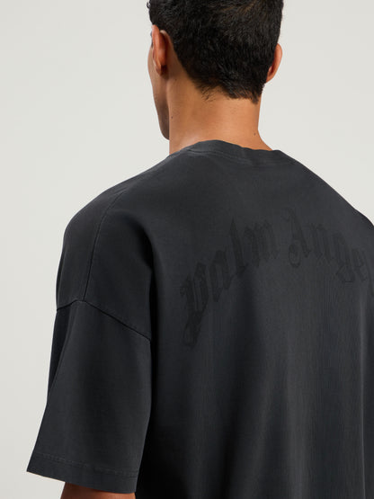 Polera Palm Angels Curved Logo Loose Collar Vintage Black