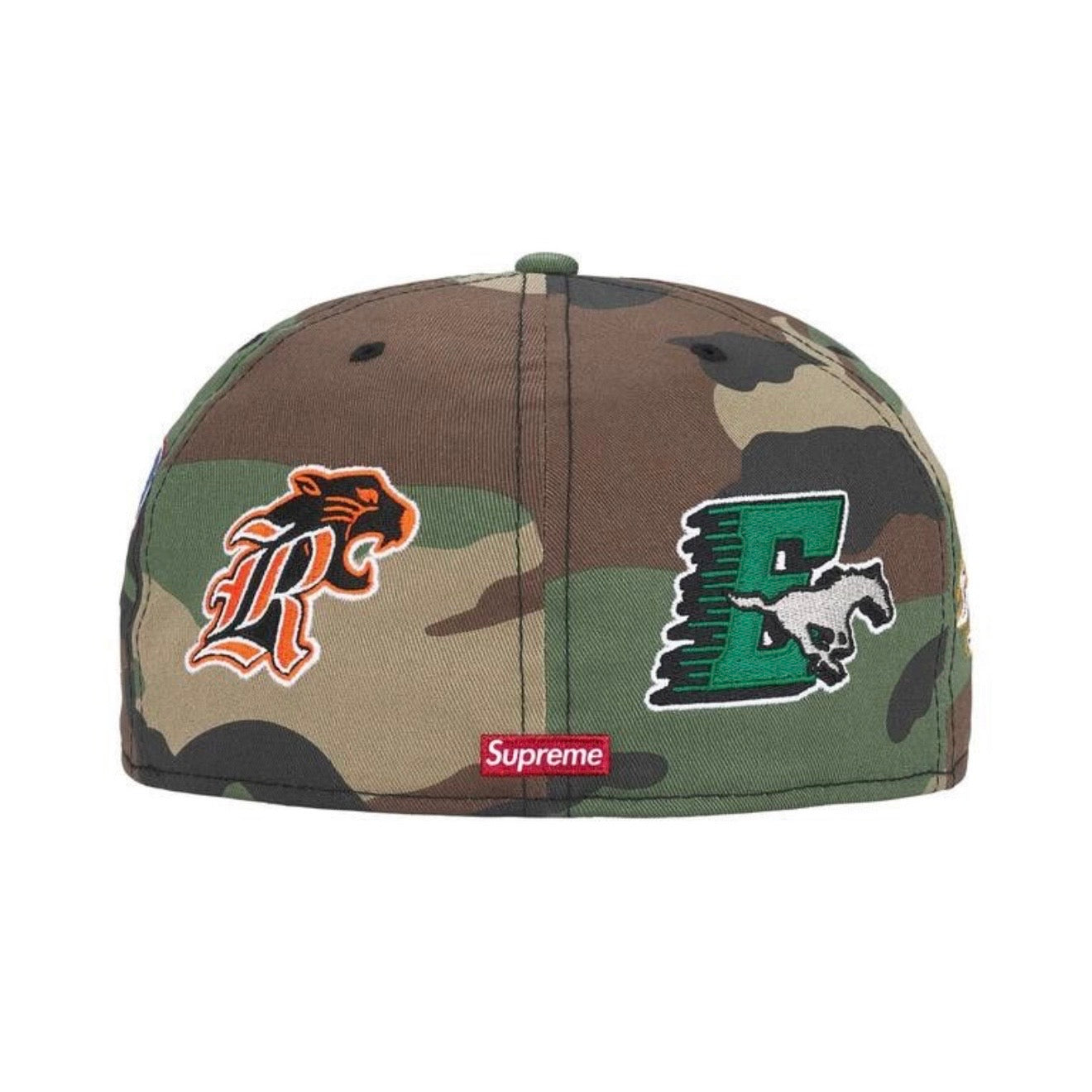 Gorro Supreme Mascots S Logo x New Era Woodland Camo SS26