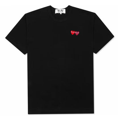 Polera CdG Play Double Hearts Tee Black