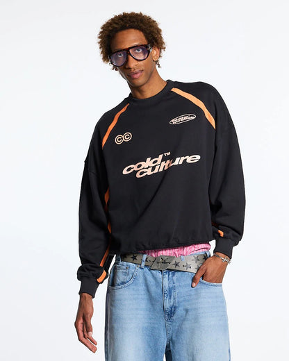 Poleron Cold Culture Detailed Crewneck Black