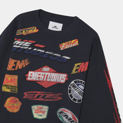 Poleron Eme Studios Waffle Navy Crewneck