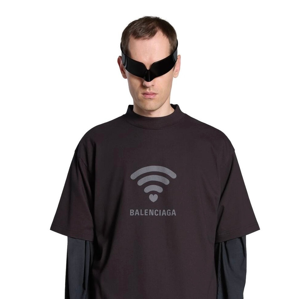 Polera Balenciaga WiFi Logo Tee Black