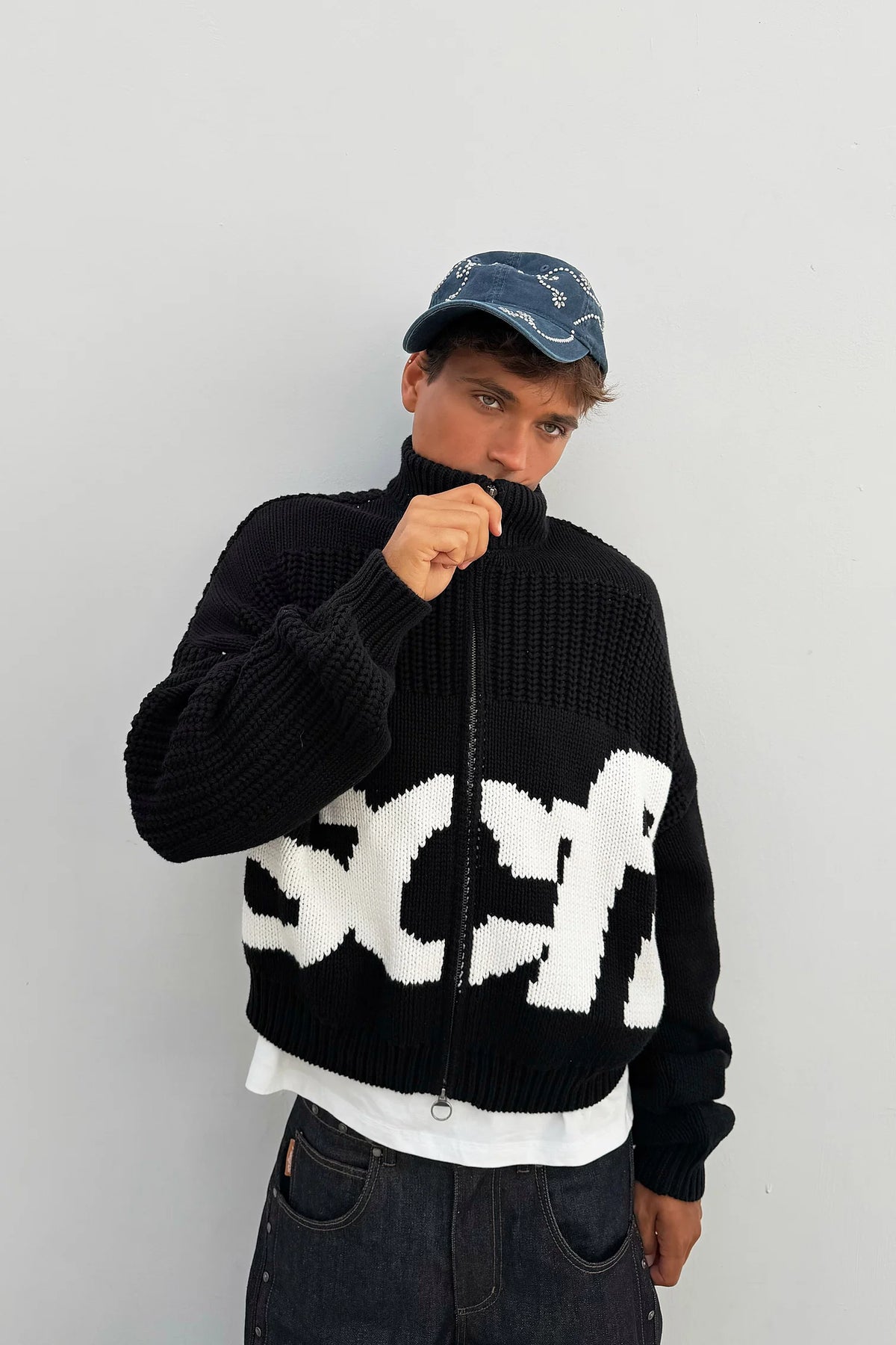 Sweater Scuffers SCFF Black Knit Zipper