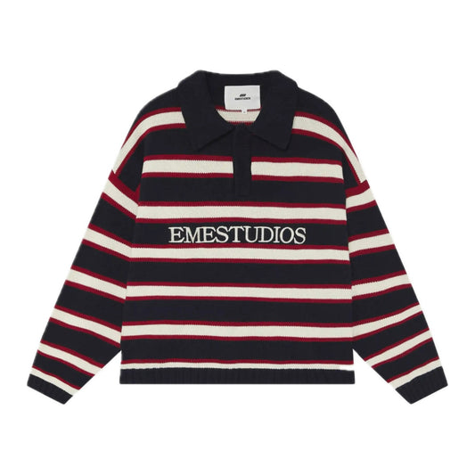 Sweater Eme Studios Sweet Navy Knit Polo