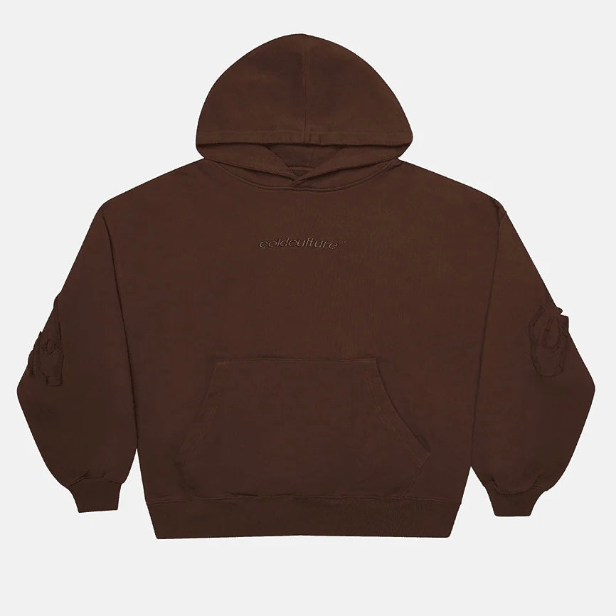Poleron Cold Culture Distress Curved Hoodie Brown