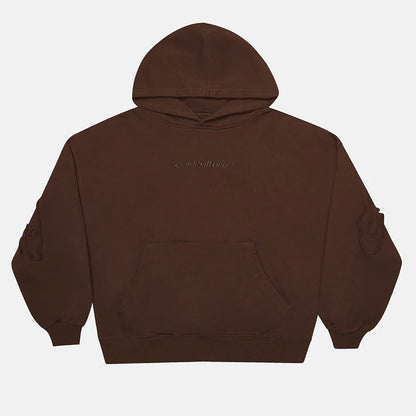 Poleron Cold Culture Distress Curved Hoodie Brown