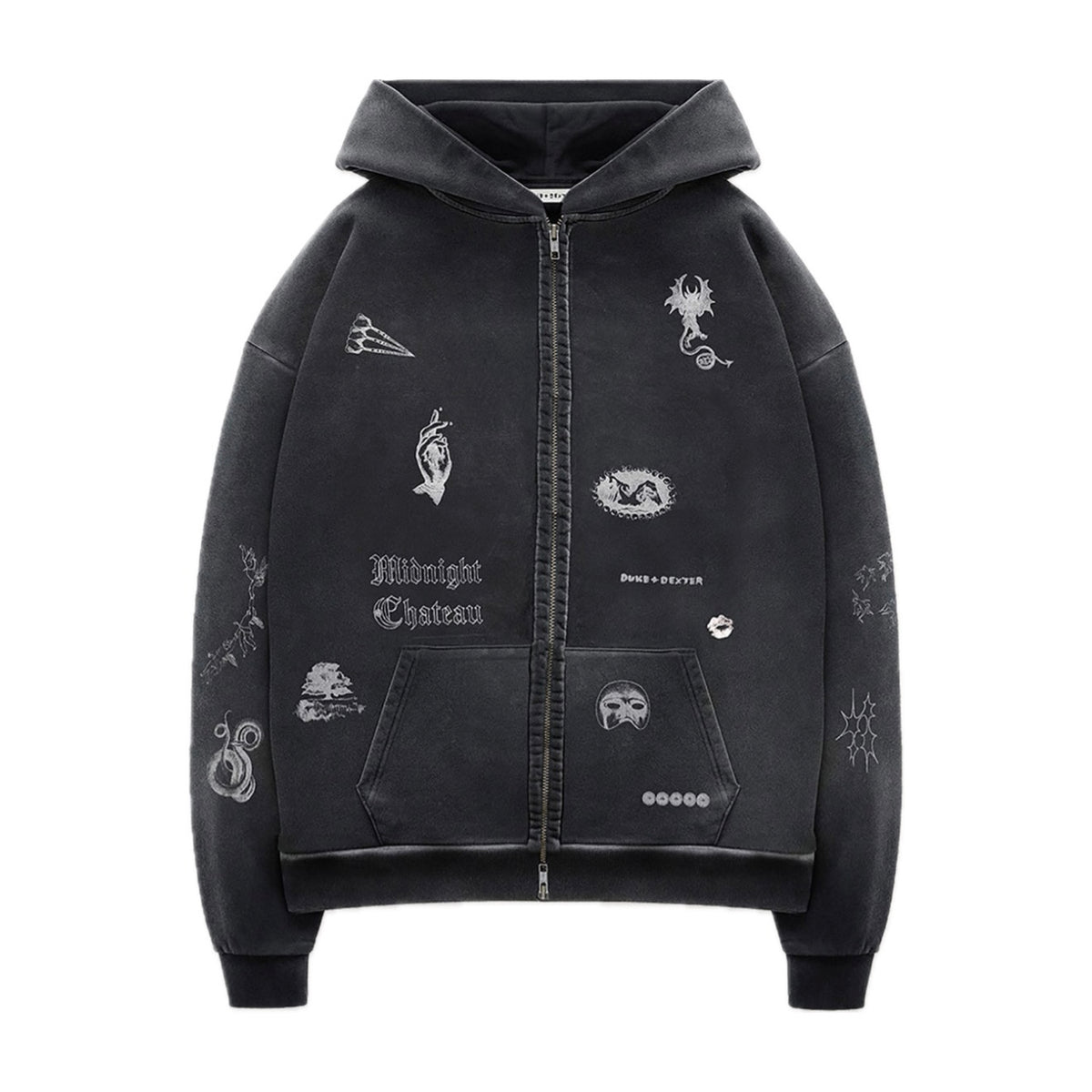 Poleron Duke + Dexter MC Sketch Washed Black Zip Hoodie