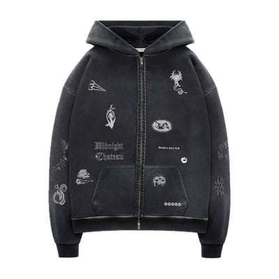 Poleron Duke + Dexter MC Sketch Washed Black Zip Hoodie