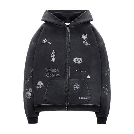 Poleron Duke + Dexter MC Sketch Washed Black Zip Hoodie