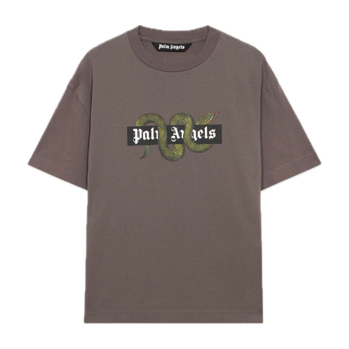 Polera Palm Angels Snake Box Logo Regular Dark Grey/Green