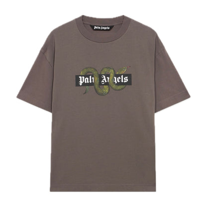 Polera Palm Angels Snake Box Logo Regular Dark Grey/Green