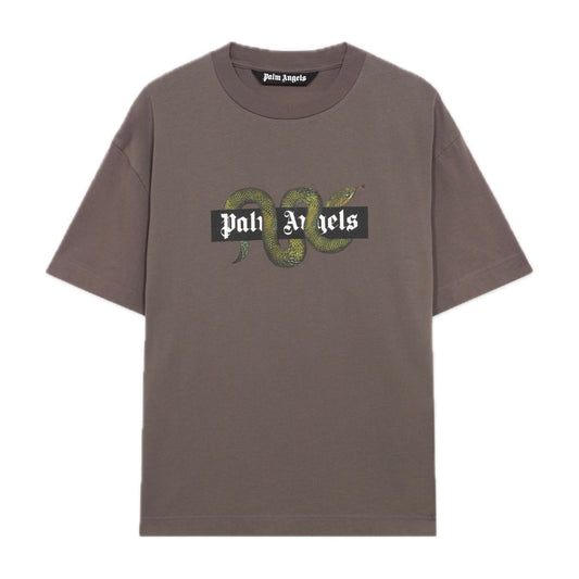 Polera Palm Angels Snake Box Logo Regular Dark Grey/Green