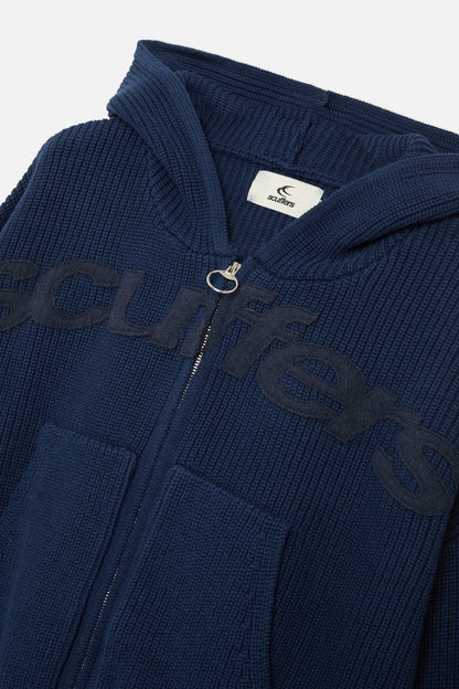 Sweater Scuffers Buzz Navy Knit Zipper