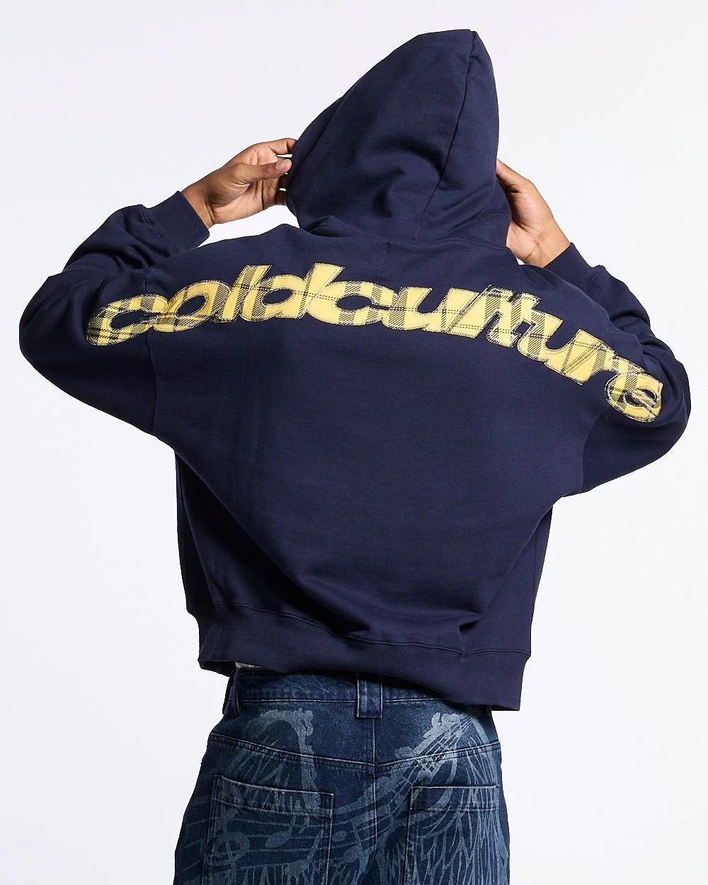 Poleron Cold Culture Tartan Distress Curved Zip Blue
