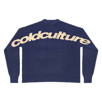Sweater Cold Culture Crunchy Waffle Navy/Yellow
