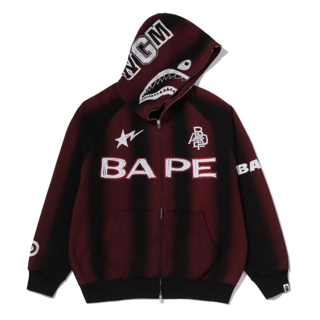 Poleron BAPE Hand Draw Football Shark Relaxed Full Zip Black