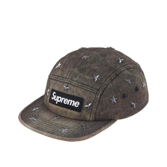 Gorro Supreme Stars Studded Denim Camp Cap Washed Black SS26