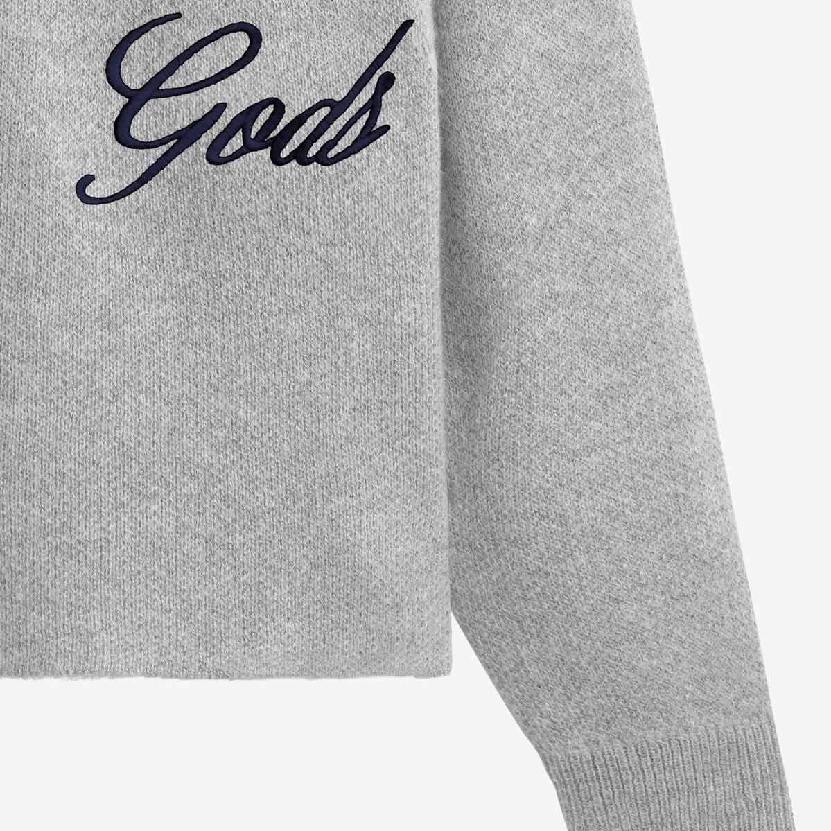 Sweater Fake Gods Handwritten Knitted Light Grey