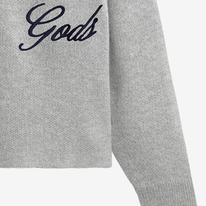 Sweater Fake Gods Handwritten Knitted Light Grey