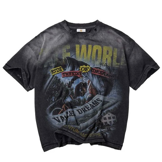 Polera Vale Forever Valley Dreams Newpaper Black Tee