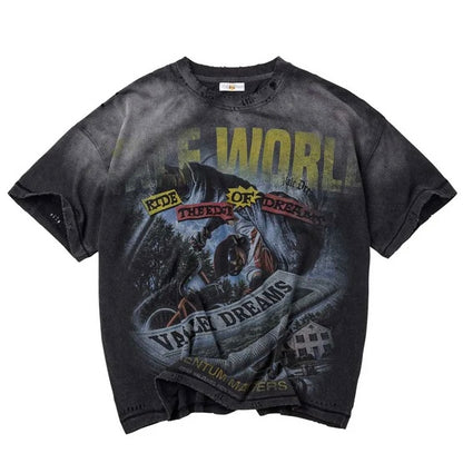 Polera Vale Forever Valley Dreams Newpaper Black Tee