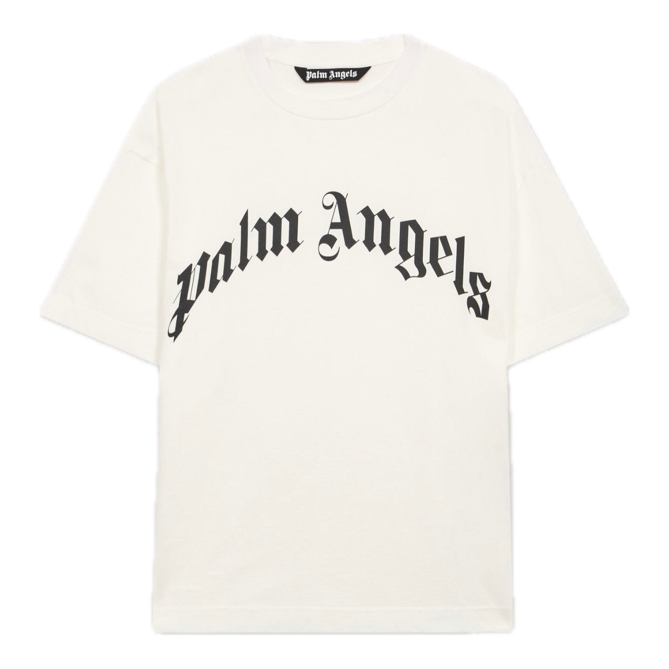 Polera Palm Angels Curved Logo Regular Off White/Black