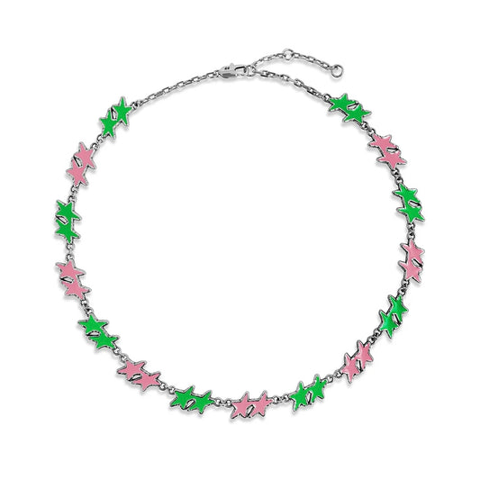 Collar Twojeys Pink/Green Melted Stars Necklace